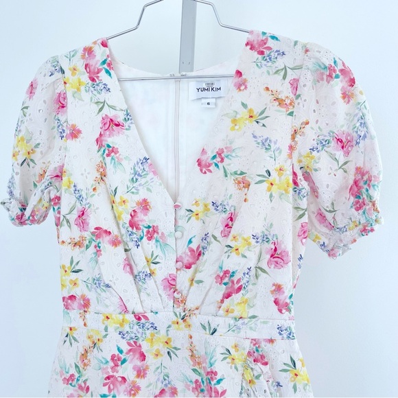 YUMI KIM ~ “Be The One” Eyelet Floral Print Dress ~ Faux Wrap Skirt ~ Size 6 - Picture 10 of 16